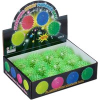 relaxdays Flummi LED Igelball 12er Set grün