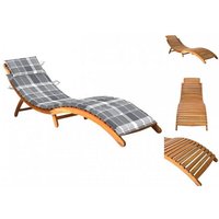 vidaXL Wellnessliege Gartenliege Sonnenliege Relaxliege Holzliege ergonomisch mit Auflage g