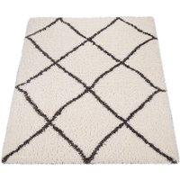 Paco Home Hochflor Teppich Maghreb 79  rechteckig  Höhe: 44 mm  Rauten Muster  Scandi Design  weich und flauschig