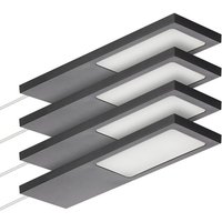 SO TECH  LED Unterbauleuchte LED Möbelleuchte GIULIA II  stufenlos dimmbar  LED fest integriert  Warmweiß  2700K  4er SET ohne Sensor inkl. 33W Trafo schwarz
