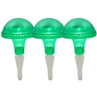 KONSTSMIDE LED Solarleuchte  Tageslichtsensor  LED fest integriert  3er SET Solarbeleuchtung Garten  Deko Solarlichter Grün  Höhe 27 5cm