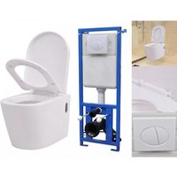 vidaXL Tiefspül WC Hänge Toilette mit Einbau Spülkasten Keramik Weiß