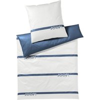 JOOP! Bettwäsche Logo Stripes 4101 2 Aqua  Mako Satin  2 teilig  Schriftzug  Streifen  Gestreift