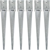vidaXL Einschlagbodenhülse Erdspieße 6 Stk Silbern 101076 cm Verzinkter Stahl