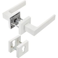 SO TECH  Drückergarnitur Türdrücker CUBE weiß 120 x 22 mm Vierkant 8 x 8 mm  Profilzylinder Rosettengarnitur für Eingangstür