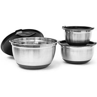 relaxdays Schüssel Set BOWLY mit Deckel  Edelstahl   3er Set  3 tlg   3er Pack