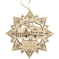 BURI Dekofigur LED Holzstern 30cm Leuchtstern Weihnachtsstern Weihnachtsdeko Advent