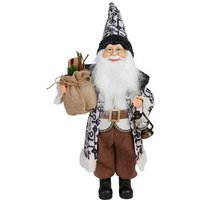 BURI Dekofigur Deko Weihnachtsmann 60cm mit gemustertem Mantel