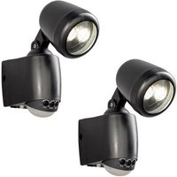 KONSTSMIDE LED Außen Wandleuchte  LED fest integriert  Neutralweiß  2er Set schwenkbares Außenlicht mit Bewegungsmelder  Schwarz H: 20 5cm