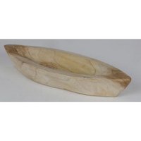 BURI Schale 6x Holzschüssel Kano Teak Schale Schiffchen Dekoration Tisch Obst  Holz