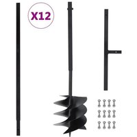 vidaXL Handerdbohrer Erdbohrer mit Griff 250 mm mit Verlängerungsrohr 12 m Stahl