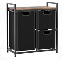 COSTWAY Wäschekorb  2 Fächer  Wäschesammler mit Ablage & abnehmbaren Taschen