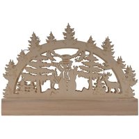 BURI Dekofigur Holz Schwibbogen 5 LEDs Lichterbogen Weihnachtsdeko Fensterdeko Advent