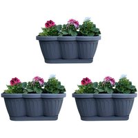 BURI Blumenkasten 3er Set 40cm Blumenkasten Pflanzkasten Anthrazit mit Bewässerung