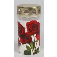 BURI Grabkerze 15x Grablicht Rosen Kerzen Leuchte Friedhof Schmuck Laterne Brenner