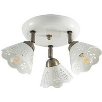 Lindby Strahler Efgenia  Landhaus / Rustikal  Keramik  Eisen  weiß  bronze  3 flammig  E14