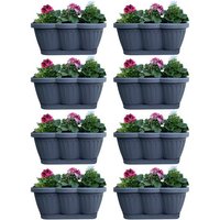BURI Blumenkasten 8er Set 40cm Blumenkasten Pflanzkasten Anthrazit mit Bewässerung