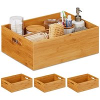 relaxdays Aufbewahrungsbox 4 x Aufbewahrungskiste Bambus mittel