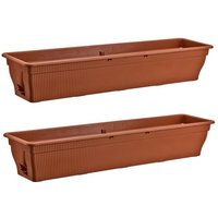 BURI Blumenkasten 2x Balkonkasten 100cm Wasserspeicher Pflanzkasten Terrakotta Garten
