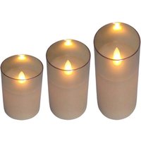 BURI Kugelleuchte LED Glas Windlichter 3er Set mit Flackerlicht Wachskerze Weihnachtsker