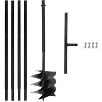 vidaXL Handerdbohrer Erdbohrer mit Griff 250 mm mit Verlängerungsrohr 4 m Stahl