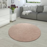 Paco Home Fellteppich Rabbit 780  rund  Höhe: 26 mm  Kunstfell  Kaninchenfell Haptik  echter Kuschelteppich  Uni Farben