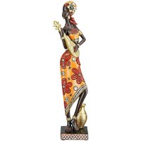 GILDE Afrikafigur Figurenset African Beat Frauen Musik Deko Kunstharz braun orange