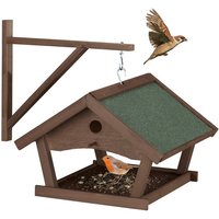 relaxdays Vogelhaus Braunes Vogelfutterhaus zur Wandmontage