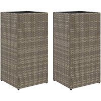 vidaXL Blumentopf Pflanzkübel 2 Stk. Grau 30x30x60 cm Poly Rattan  2 St 