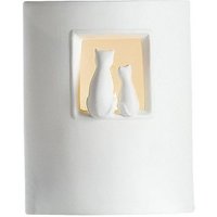 GILDE Dekoobjekt Porzellan Nachtisch Lampe MIAU Lichtschatten 22cm Höhe weiß Dekoration