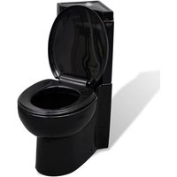 vidaXL Tiefspül WC Toilette für Ecke Keramik Schwarz