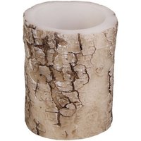 BURI Tafelkerze LED Echtwachskerze Baumrinde 8x11cm Motivkerze Baumstamm Design Dekoke