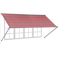 relaxdays Markise Fallarmmarkise in Grau Rot 350 x 120 cm