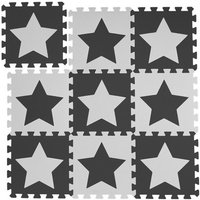 relaxdays Spielmatte Puzzlematte Sterne  Weiß Grau