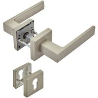 SO TECH  Drückergarnitur Türdrücker CUBE Edelstahloptik matt 120x22mm Vierkant 8x8 mm  Profilzylinder Rosettengarnitur für Eingangstür